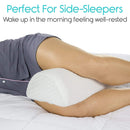 Vive Health Half Moon Bolster Pillow, Dual Foam Core, White