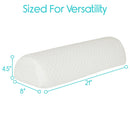 Vive Health Half Moon Bolster Pillow, Dual Foam Core, White