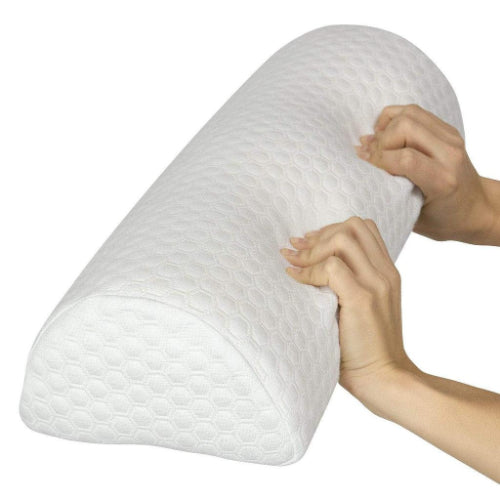 Vive Health Half Moon Bolster Pillow, Dual Foam Core, White Cover