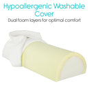 Vive Health Half Moon Bolster Pillow, Dual Foam Core, White