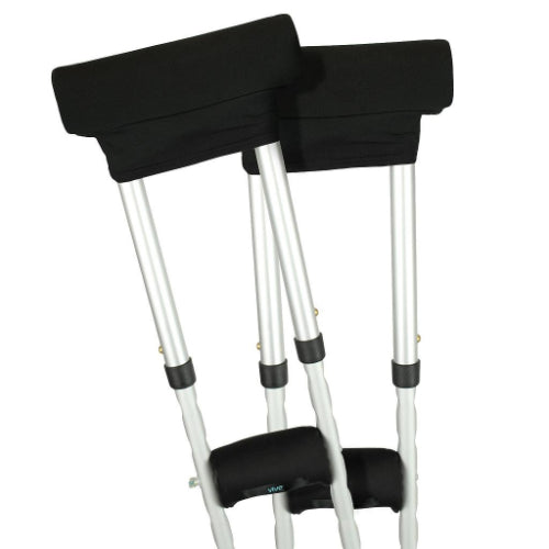 Vive Health Crutch Pads, Hand Grips, Foam, Standard/Youth, 4Pc, Black