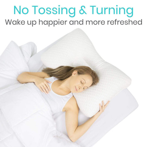 Vive Health Cervical Pillow with Memory Foam Support for Neck Pain Relief, Soft Bamboo Cover