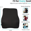 Vive Health Full Lumbar Cushion, Memory Foam, Mesh Cover With Strap, Black