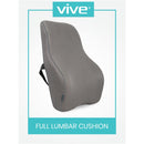 Vive Health Full Lumbar Cushion, Memory Foam, Mesh Cover With Strap, Gray
