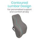 Vive Health Full Lumbar Cushion, Memory Foam, Mesh Cover With Strap, Gray