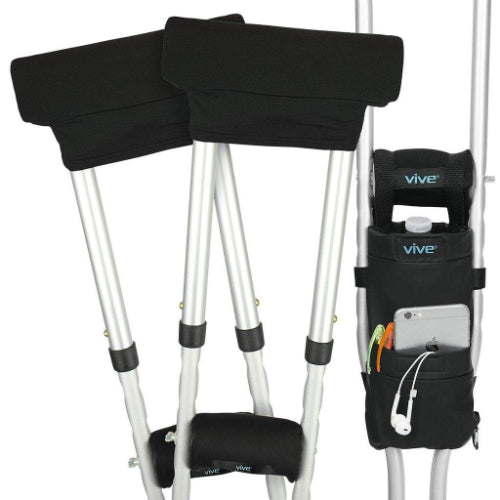 Vive Health Crutch Pad Kit, Foam, Grips, Pouch, 5Pc, Standard/Youth
