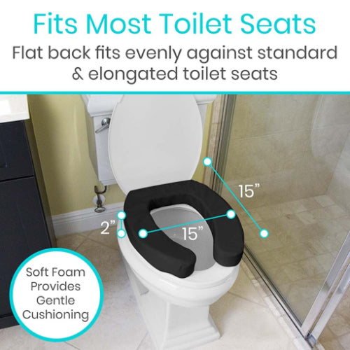 Vive Health Soft Foam Toilet Seat Cushion, Black, 2 Inches