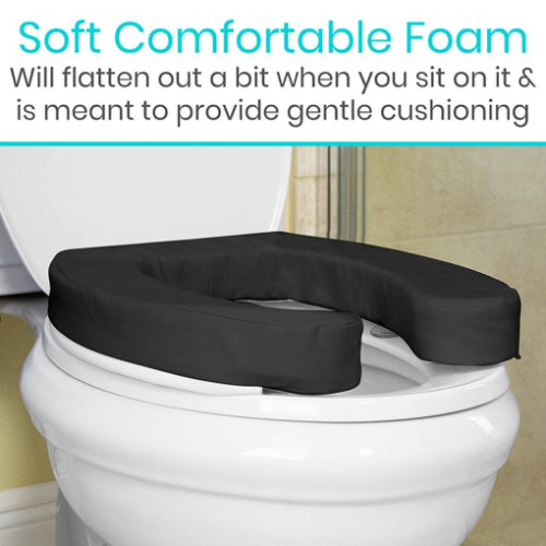 Vive Health Soft Foam Toilet Seat Cushion, Black, 2 Inches