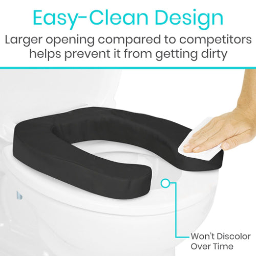 Vive Health Soft Foam Toilet Seat Cushion, Black, 2 Inches