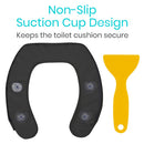 Vive Health Toilet Seat Cushion, 2-Inch Black Foam with Curved Base and Removable Cover