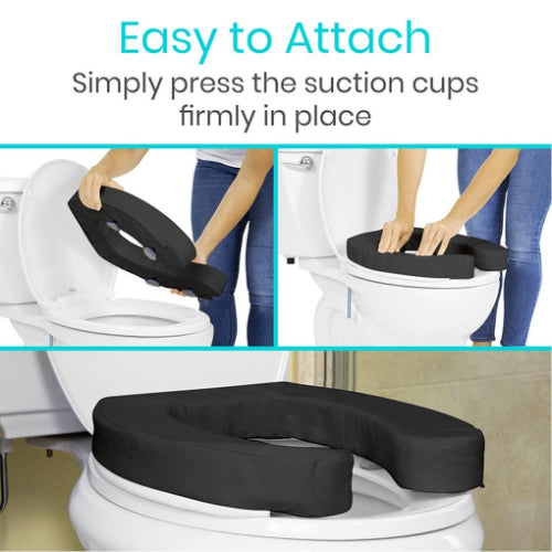 Vive Health Soft Foam Toilet Seat Cushion, Black, 2 Inches