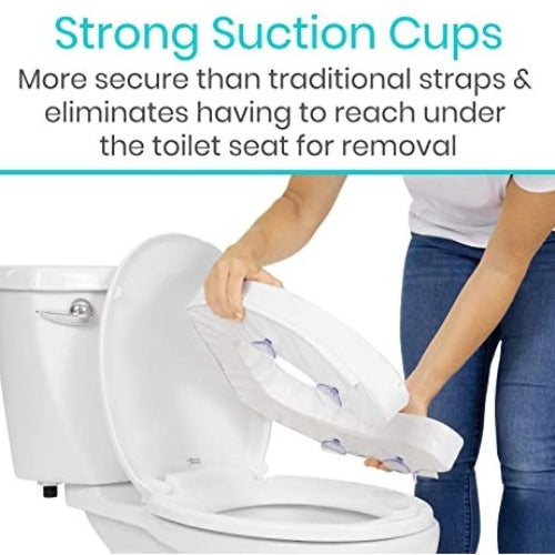 Vive Health Firm Foam Toilet Seat Cushion, Suction Cup Base, White