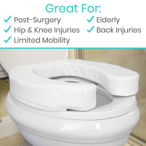 Vive Health Firm Foam Toilet Seat Cushion, Suction Cup Base, White