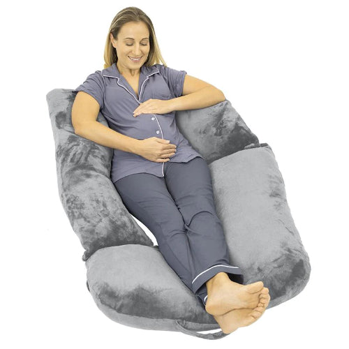 Vive Health U-Shaped Body Pillow, 3 Piece, Polyfiber, Gray