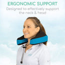 Vive Health Memory Foam Neck Pillow, Washable Cover with Clip, Blue