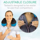 Vive Health Memory Foam Neck Pillow, Washable Cover with Clip, Blue