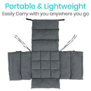 Vive Health Full Wheelchair Cushion, Gray Velvet Cover with Fiberfill Padding and Secure Straps