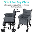 Vive Health Full Wheelchair Cushion, Gray Velvet Cover with Fiberfill Padding and Secure Straps