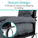 Vive Health Full Wheelchair Cushion, Gray Velvet Cover with Fiberfill Padding and Secure Straps