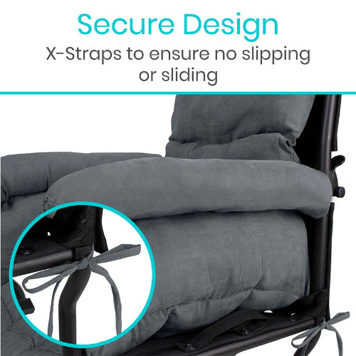 Vive Health Full Wheelchair Cushion, Fiberfill, Velvet, Gray