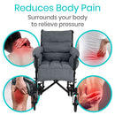 Vive Health Full Wheelchair Cushion, Gray Velvet Cover with Fiberfill Padding and Secure Straps