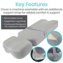 Vive Health Full Knee Pillow for Side Sleepers with Strap for Hip and Spine Support, Gray