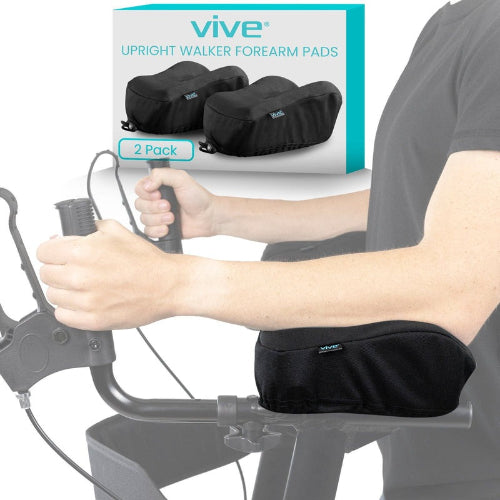 Vive Health Upright Walker Forearm Pads with shock-absorbing foam for reducing elbow strain, Moovkart