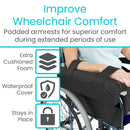 Vive Health Padded Lateral Wheelchair Armrest, Forearm and Elbow Support, Waterproof Cover, Black
