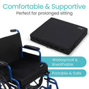 Vive Health Standard Wheelchair Cushion with Secure Attachment Strap, Black