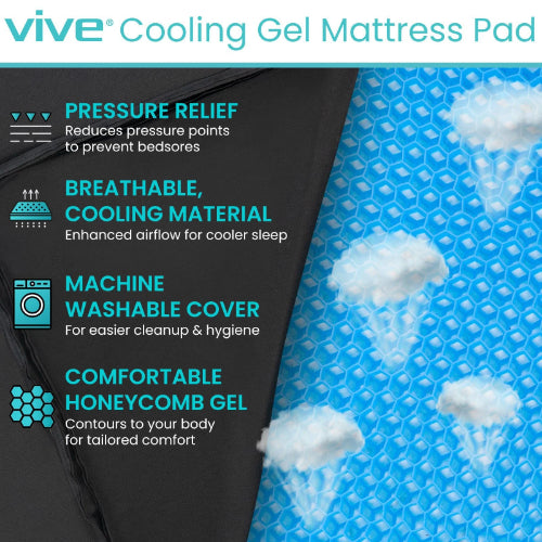 Vive Health Cooling Gel Mattress Overlay for Bedsores and Enhanced Sleep Support. Moovkart