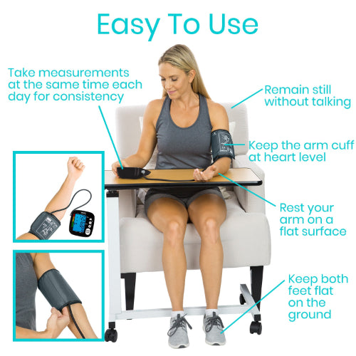 Vive Health Basic Blood Pressure Monitor, 2 User Memory, Cuff, Black