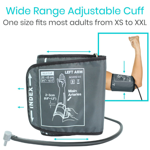 Vive Health Basic Blood Pressure Monitor, 2 User Memory, Cuff, Black