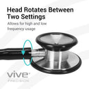 Vive Health Stethoscope, black dual-head design with 22-inch flexible tubing for clear heartbeat and breathing monitoring, Moovkart.

