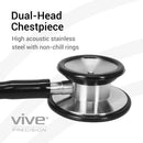 Vive Health Stethoscope with Rotating Dual Head Chestpiece and Soft Eartips for Comfort, Black
