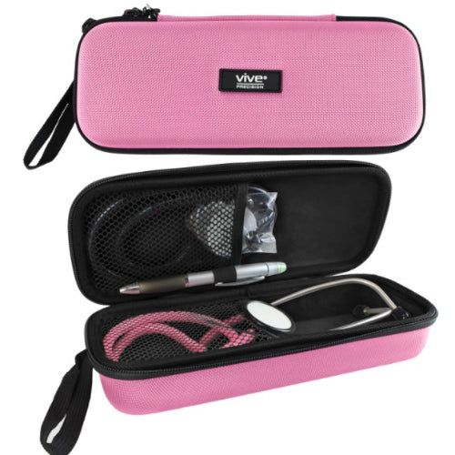 Vive Health Stethoscope Case, Hard Eva, Mesh Pockets, Pink