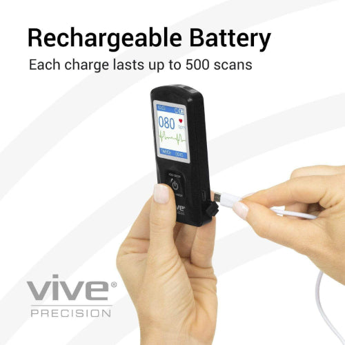 Vive Health Ecg Monitor, Smart App, Rechargeable Usb Cable, Black