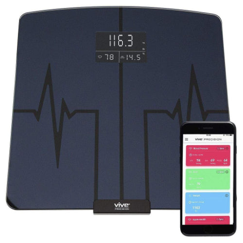 Vive Health Digital Heart Rate Scale, Smart App, Tempered Glass, Black