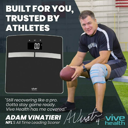 Vive Health Smart Body Fat Scale, Tempered Glass, Black