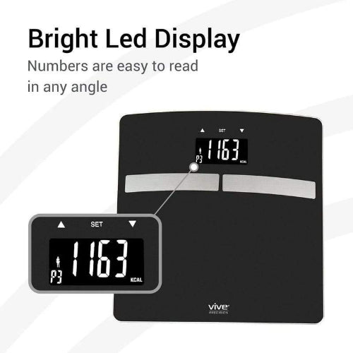 Vive Health Smart Body Fat Scale, Tempered Glass, Black