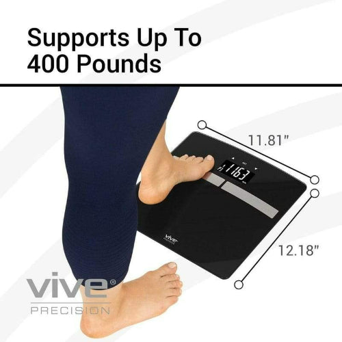 Vive Health Smart Body Fat Scale, Tempered Glass, Black