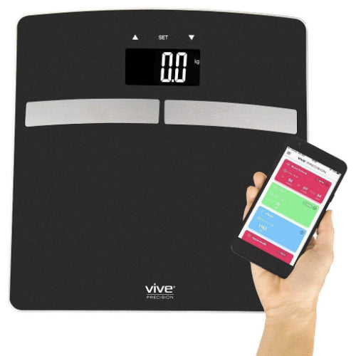 Vive Health Body Fat Scale, Smart App, Tempered Glass, Black