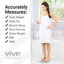 Vive Health Smart Body Fat Scale, Tempered Glass, White, App-Connected with BMI & BMR Tracking