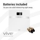 Vive Health Smart Body Fat Scale, Tempered Glass, White, App-Connected with BMI & BMR Tracking