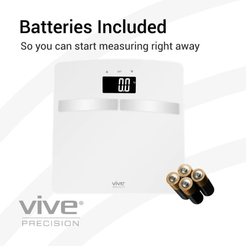 Vive Health Smart Body Fat Scale, Tempered Glass, White