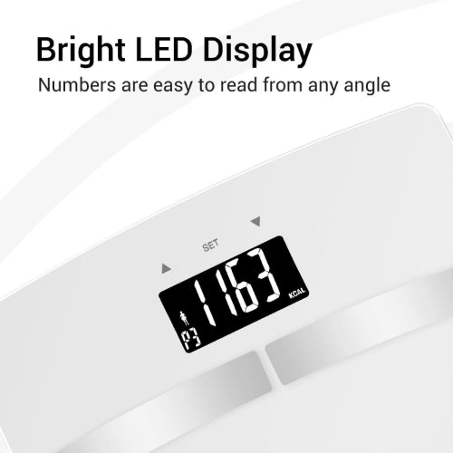 Vive Health Smart Body Fat Scale, Tempered Glass, White