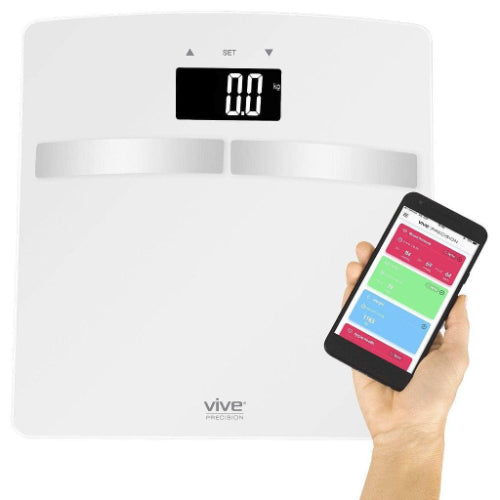 Vive Health Body Fat Scale, Smart App, Tempered Glass, White