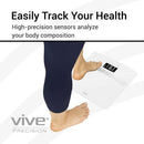 Vive Health Smart Body Fat Scale, Tempered Glass, White, App-Connected with BMI & BMR Tracking