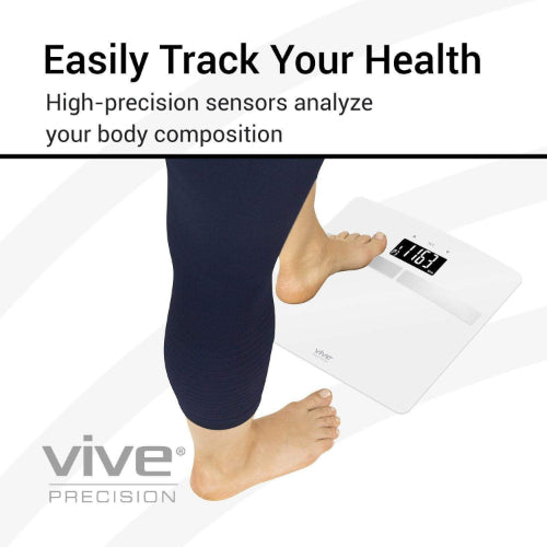 Vive Health Smart Body Fat Scale, Tempered Glass, White