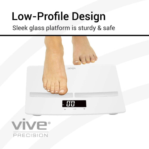 Vive Health Smart Body Fat Scale, Tempered Glass, White