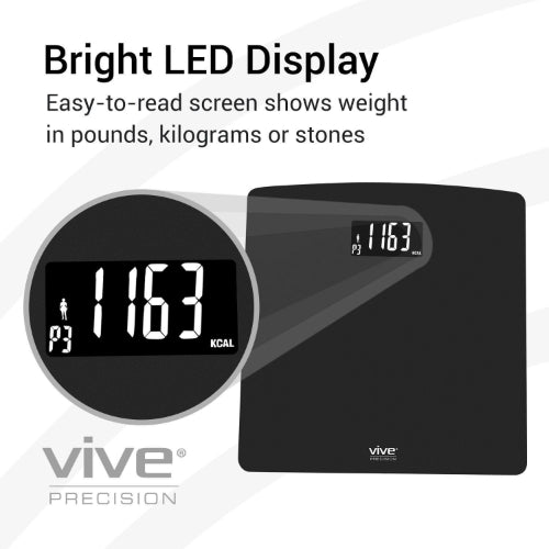 Vive Health Digital Scale Compatible With Smart Devices, Black